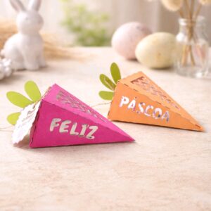 Arquivo Digital: Caixa Pirâmide Cenoura Vazada - Especial Páscoa